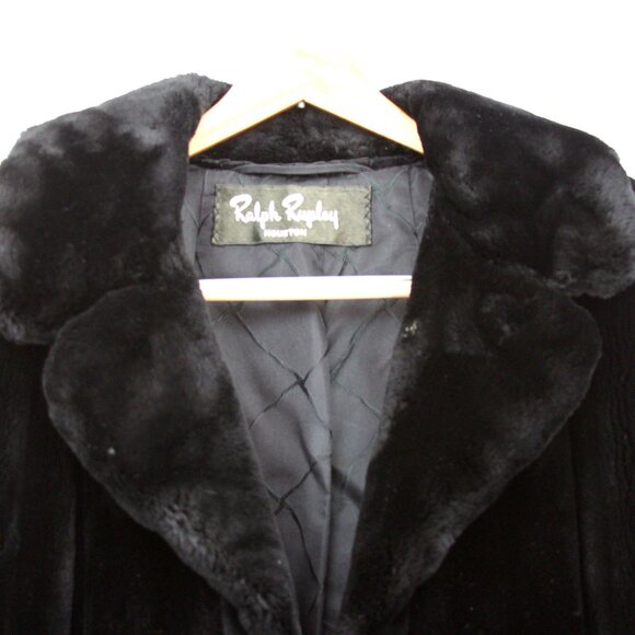 Ralph Rupley Vintage Black Plush Sheared Fur Double-Breasted Princess Coat - Picture 3 of 11